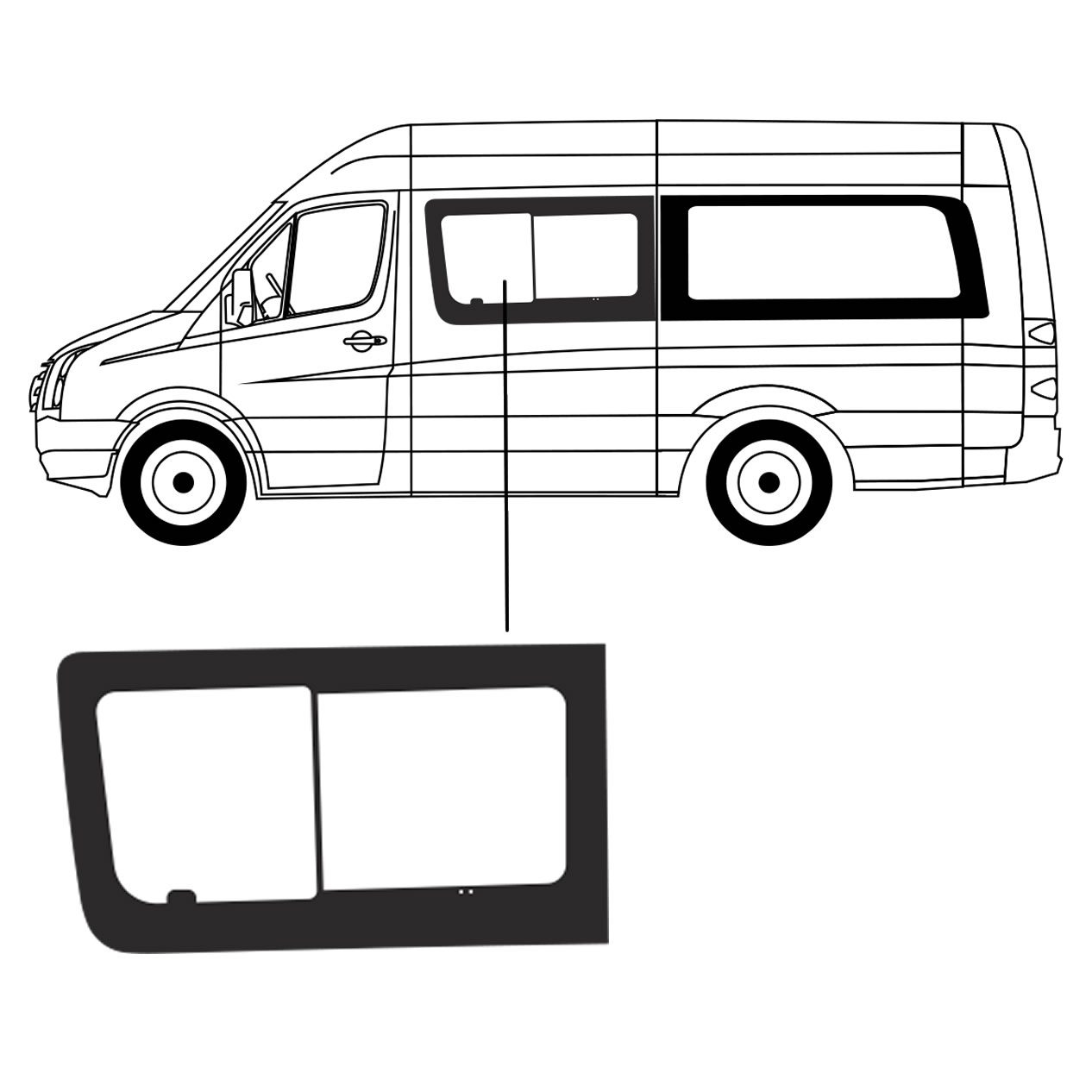 Schuifruit Volkswagen Crafter 2006 L2 Links Voor Schuifruit Volkswagen Crafter 2006 L2 Links Voor