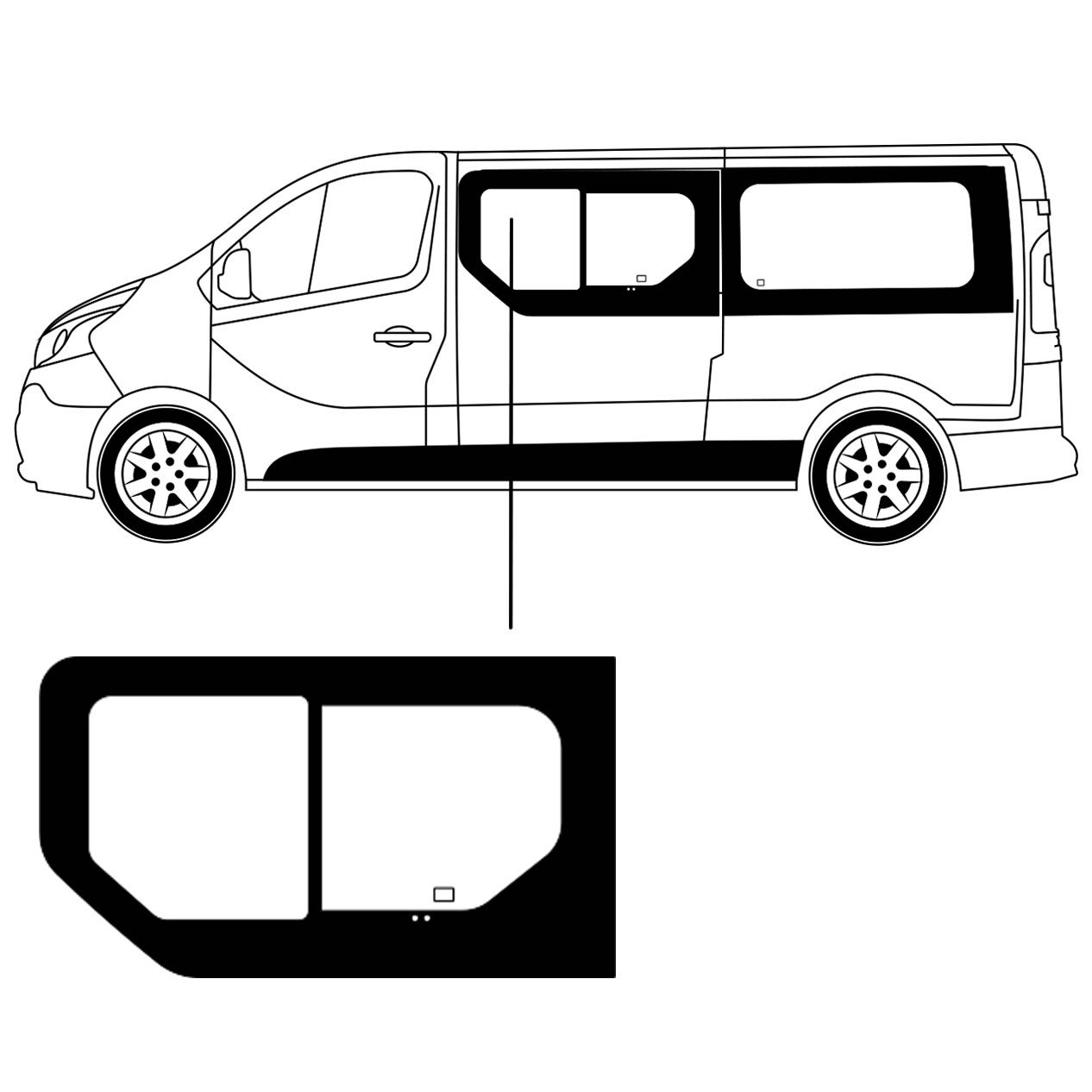 Schuif Zijruit Opel Vivaro L2 / L3 2003 Links Voor Schuif Zijruit Opel Vivaro L2 / L3 2003 Links Voor
