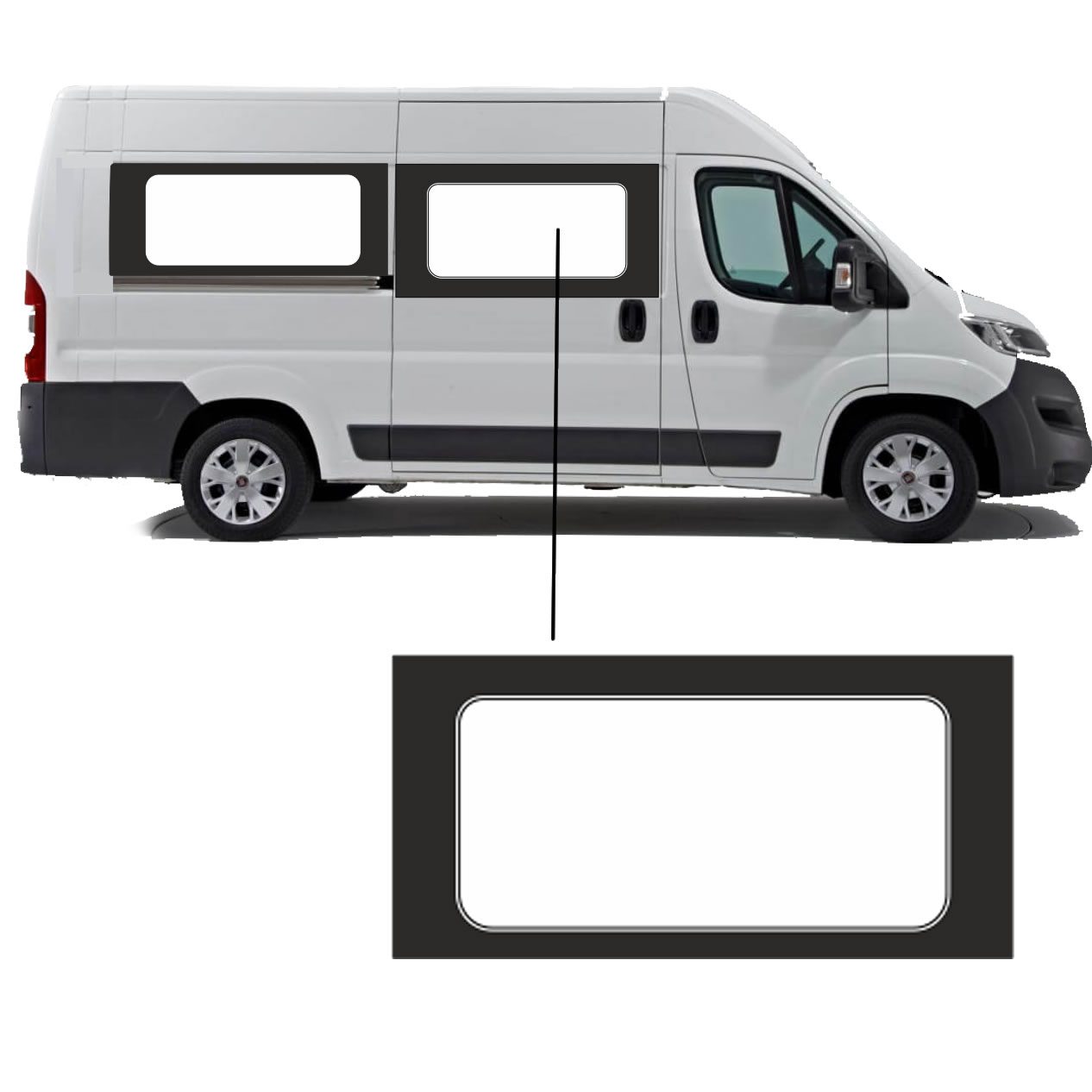 Zijruit Citroen Jumper - L2- L3 - Rechts Voor Zijruit Citroen Jumper - L2- L3 - Rechts Voor