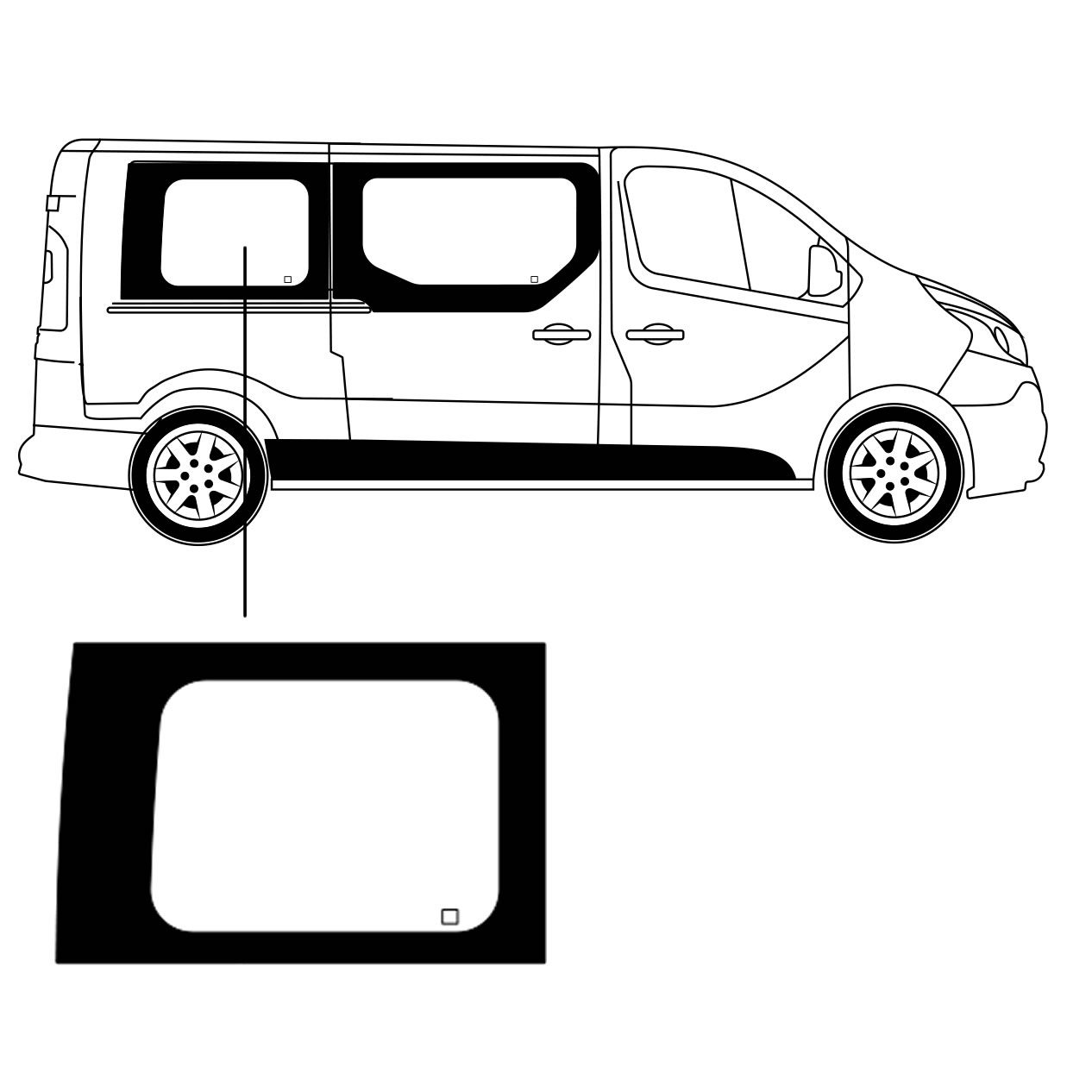 Zijruit Nissan Primastar L2 2003 Rechts Achter Zijruit Nissan Primastar L2 2003 Rechts Achter