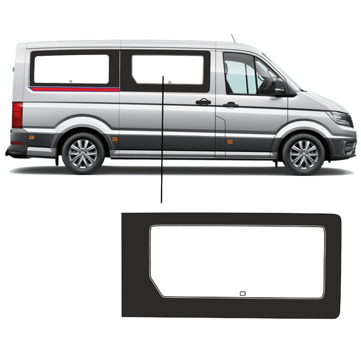 Zijruit Volkswagen Crafter 2017 L2 / L3 Rechts voor Zijruit Volkswagen Crafter 2017 L2 / L3 Rechts voor