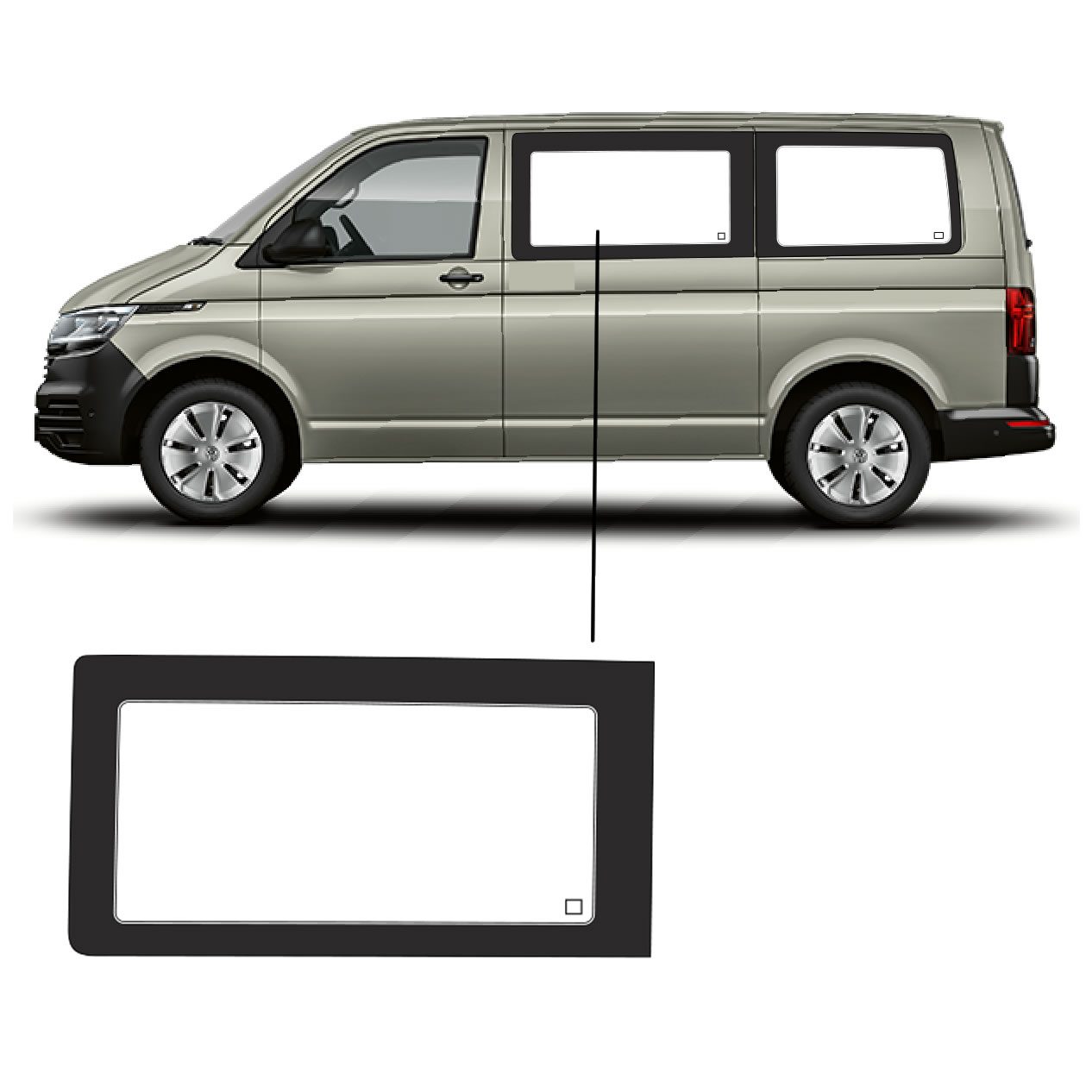 Zijruit VW Transporter L1 T5 T6 Links Voor Zijruit VW Transporter L1 T5 T6 Links Voor