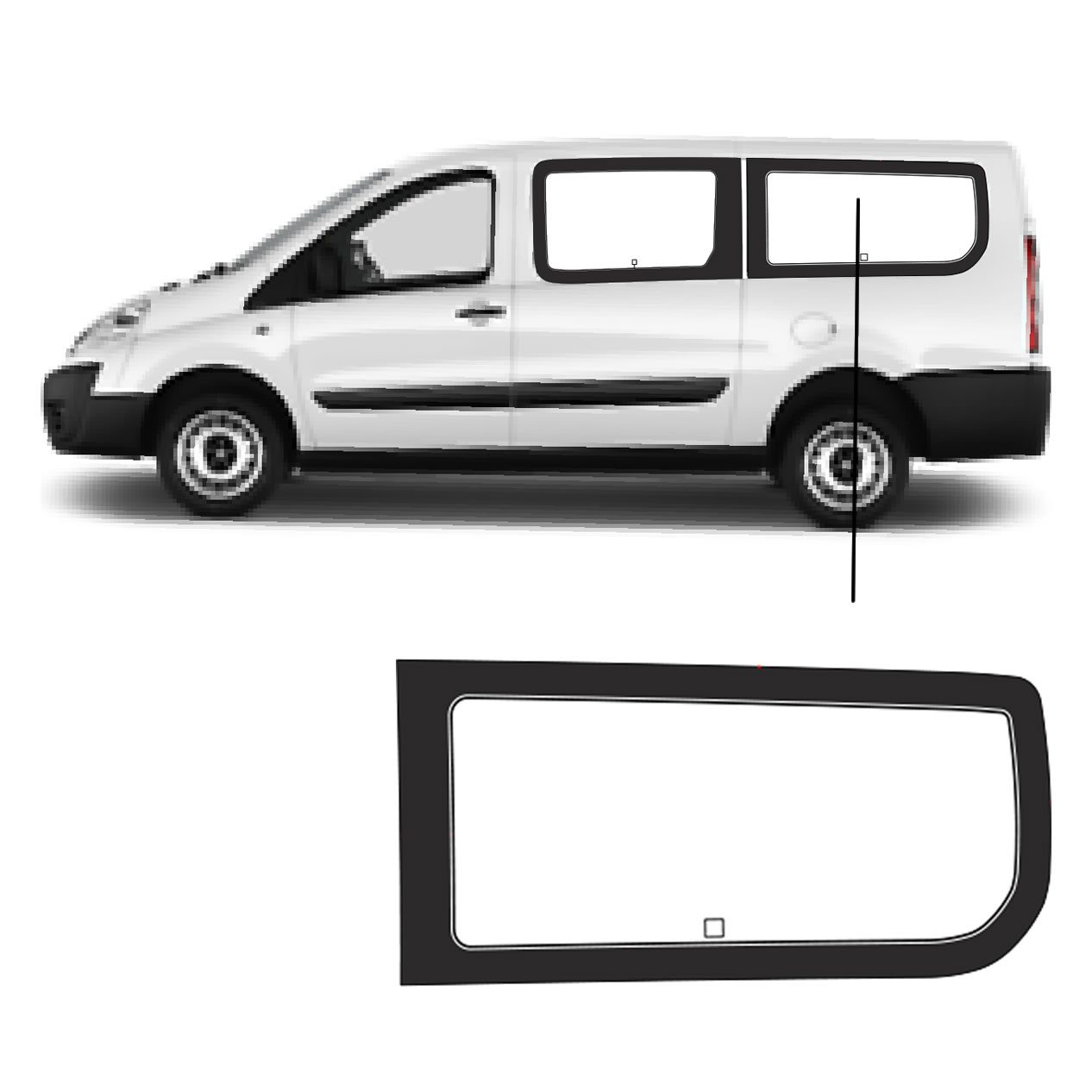 Zijruit Peugeot Expert Lang Links Achter (2007) Zijruit Peugeot Expert Lang Links Achter (2007)