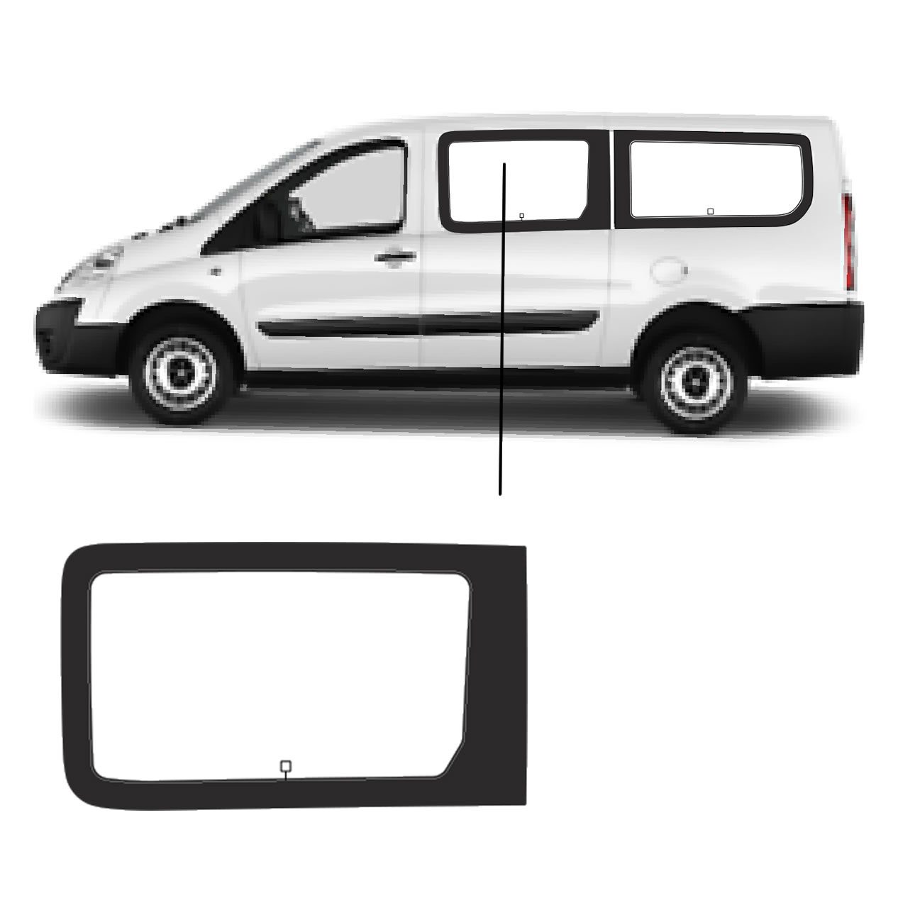Zijruit Peugeot Expert Lang Links Voor (2007) Zijruit Peugeot Expert Lang Links Voor (2007)