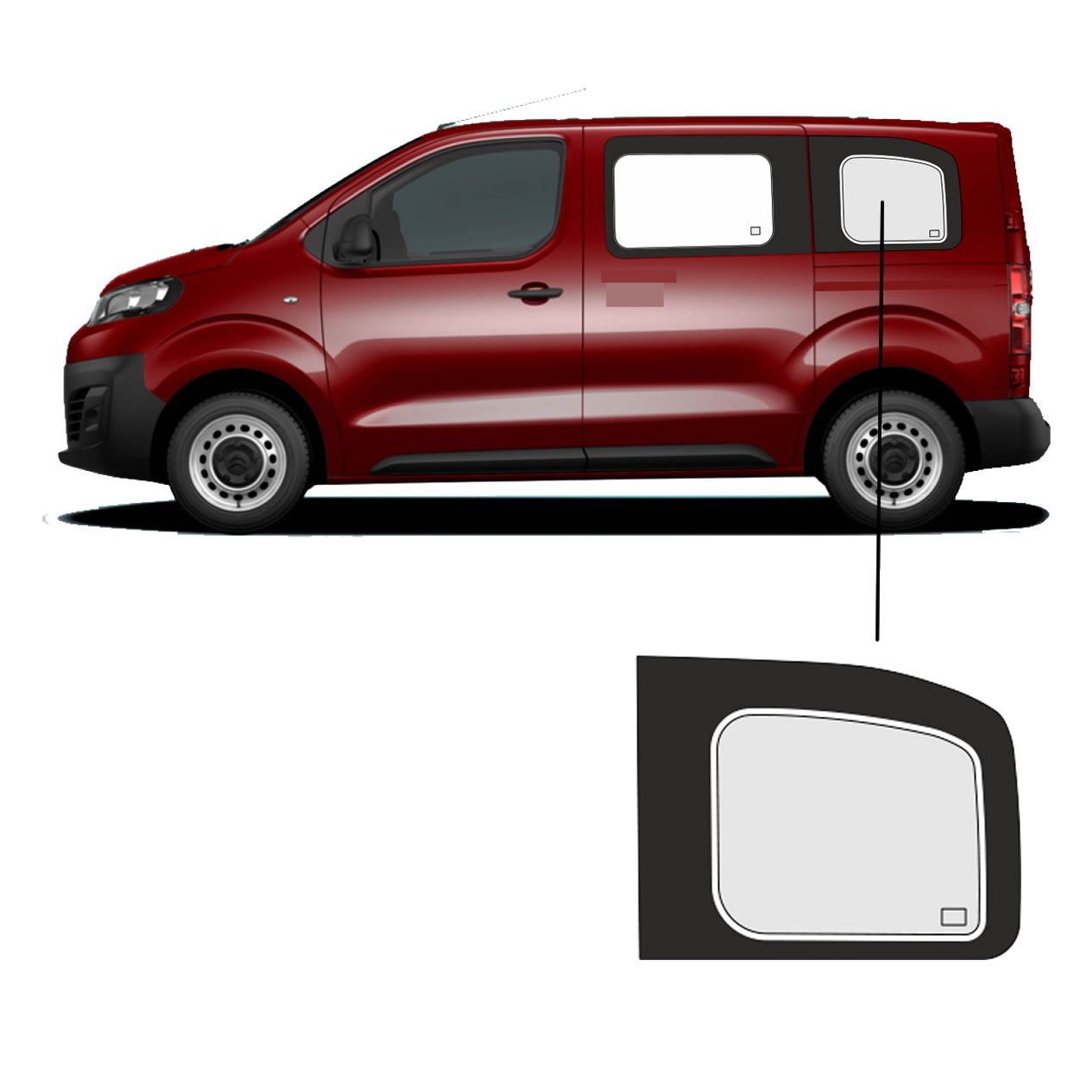 Zijruit Fiat Scudo Kort Links Achter Zijruit Fiat Scudo Kort Links Achter