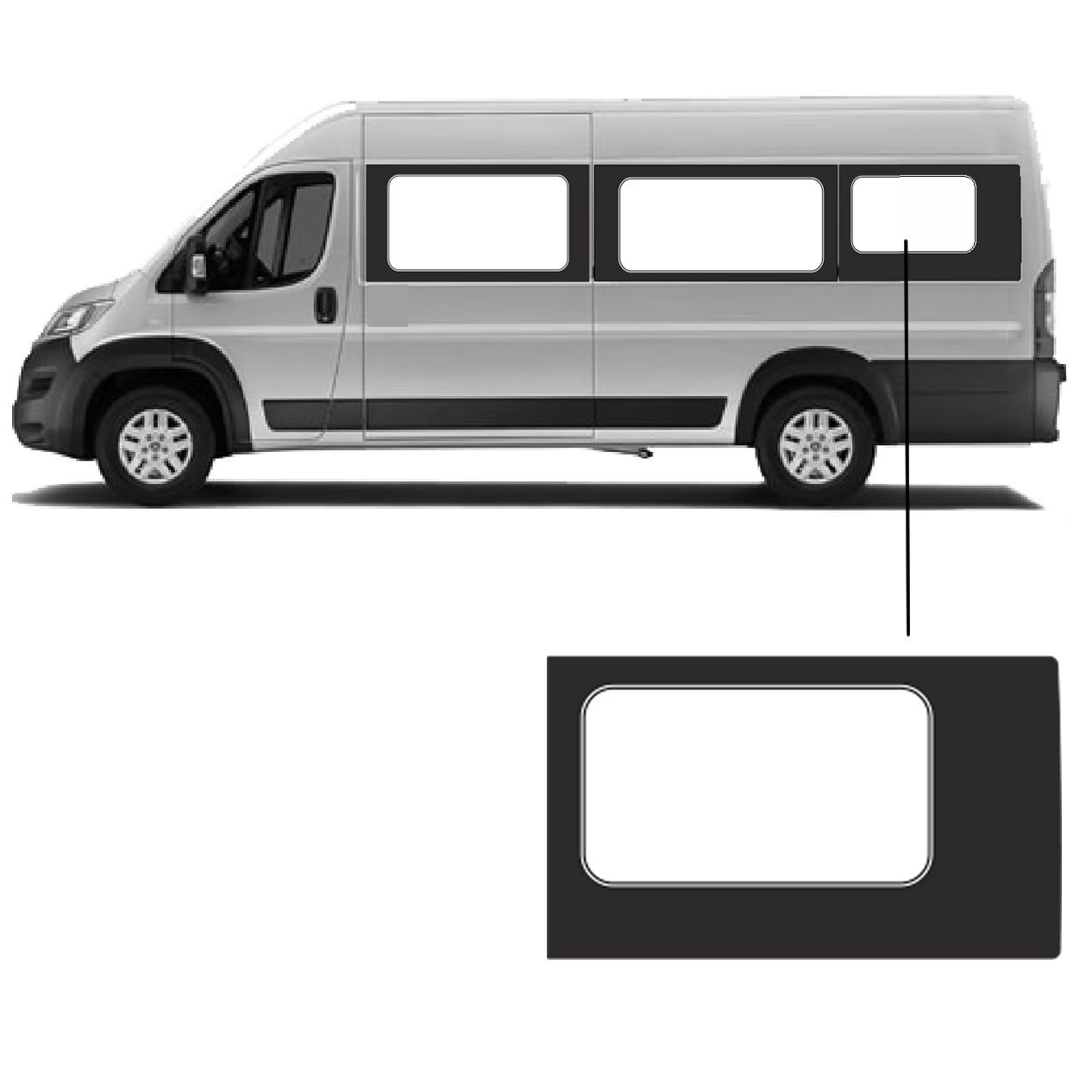 Zijruit Peugeot Boxer L4 Links Achter Zijruit Peugeot Boxer L4 Links Achter