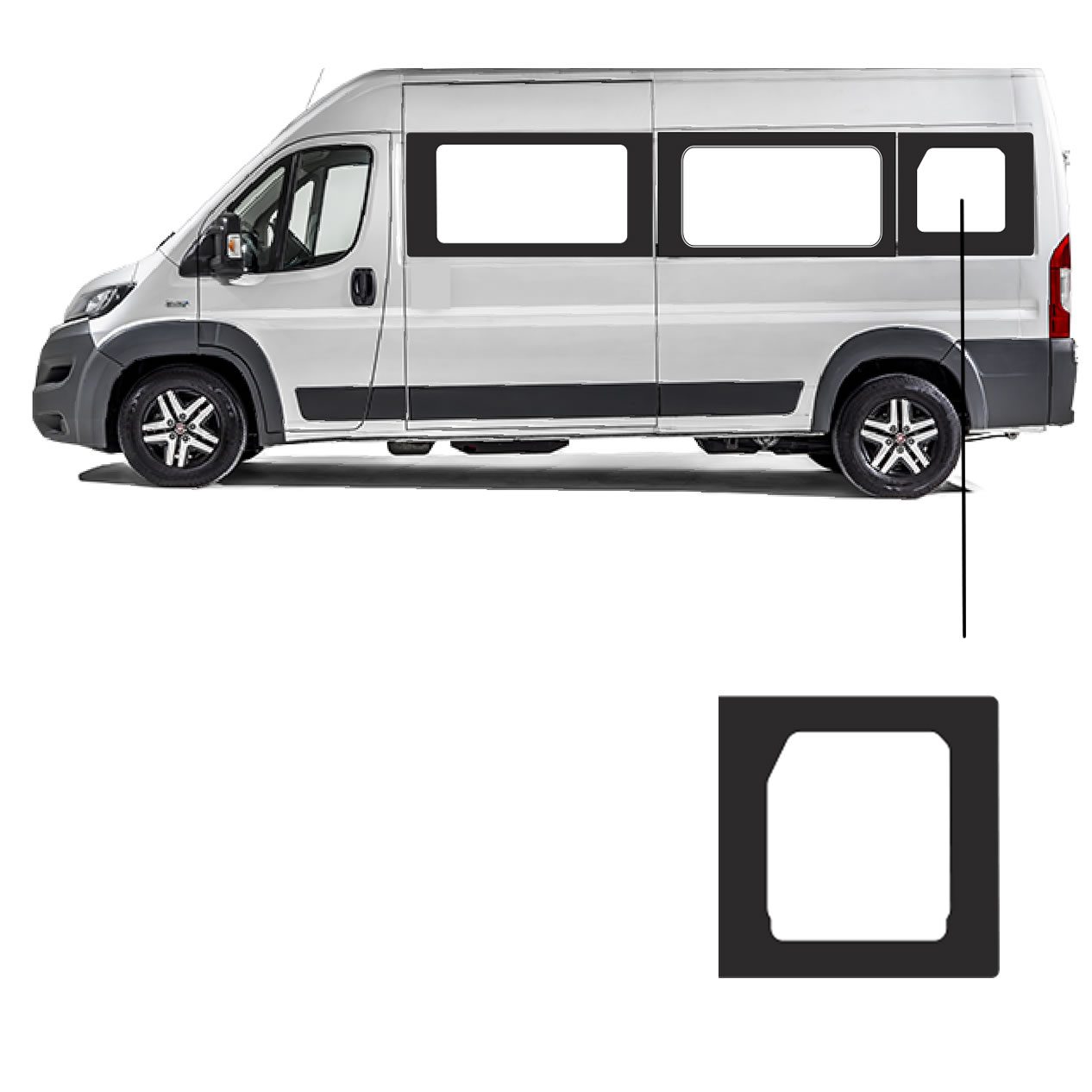 Zijruit Fiat Ducato L3 Links Achter Zijruit Fiat Ducato L3 Links Achter