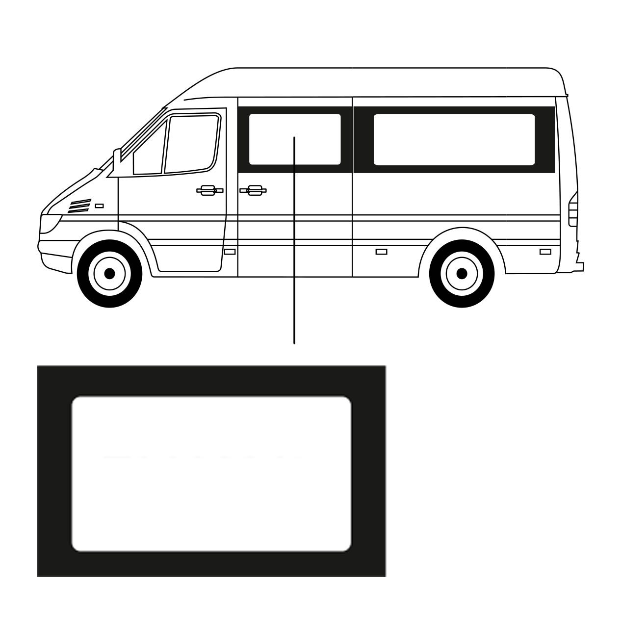 Zijruit - Volkswagen LT35 - L2 - 1995/2006 - Links Voor Zijruit - Volkswagen LT35 - L2 - 1995/2006 - Links Voor
